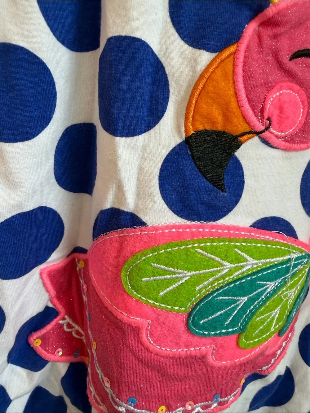 Rare Editions Navy Blue Polka Dot Flamingo Pants Matching Set